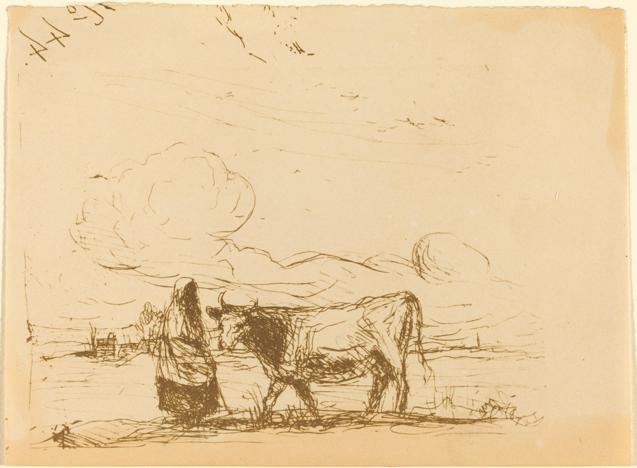 Cow and Its Keeper by Jean Baptiste Camille Corot