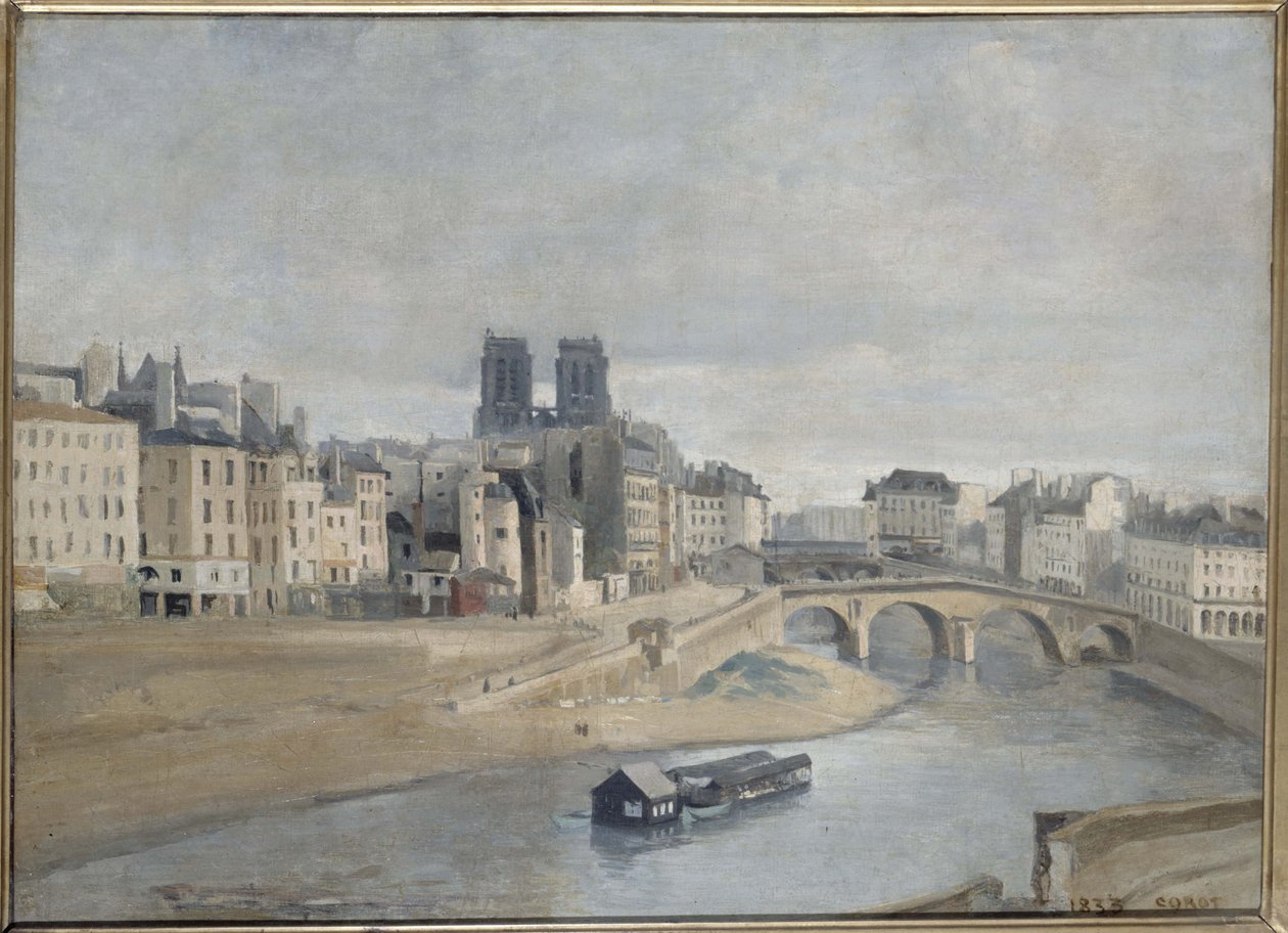 Quai des Orfèvres and Pont Saint-Michel by Jean Baptiste Camille Corot