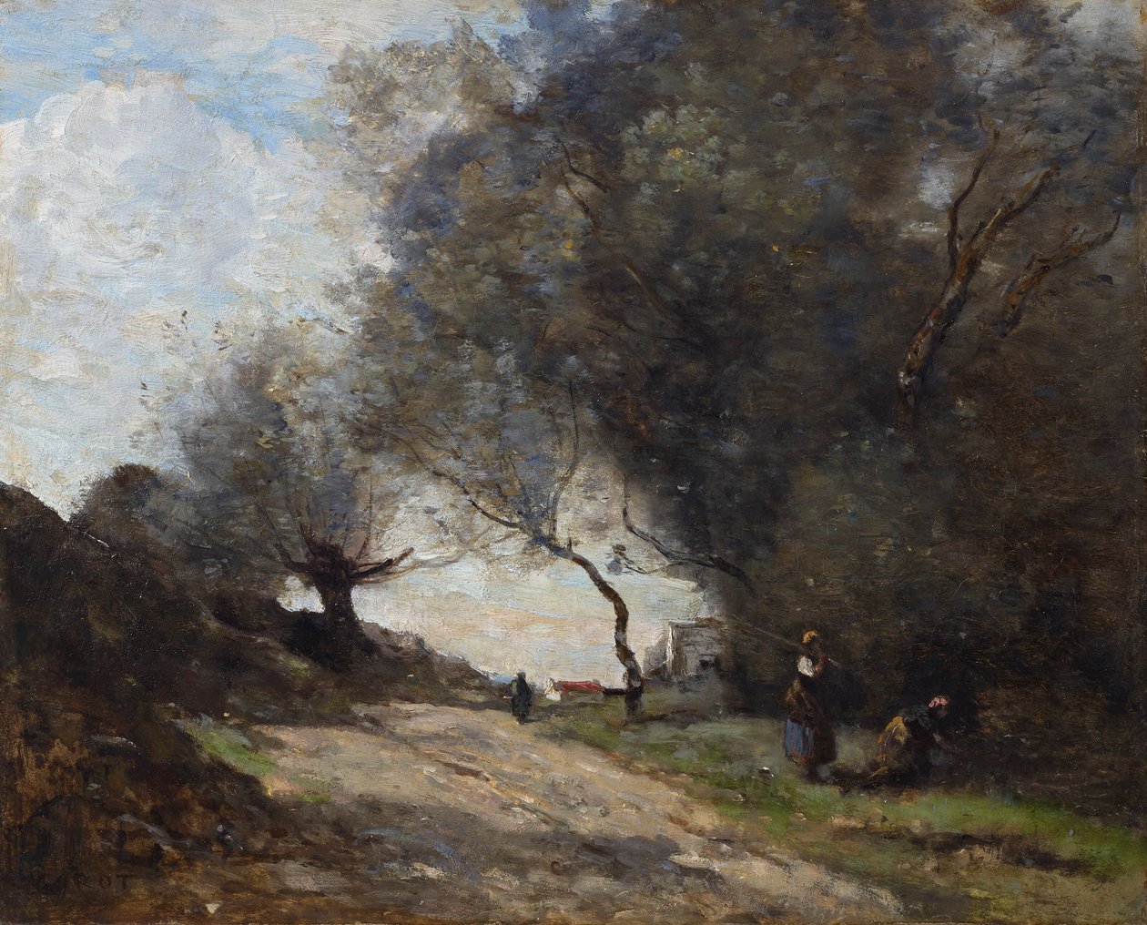 The Harvest by the Roadside by Jean Baptiste Camille Corot