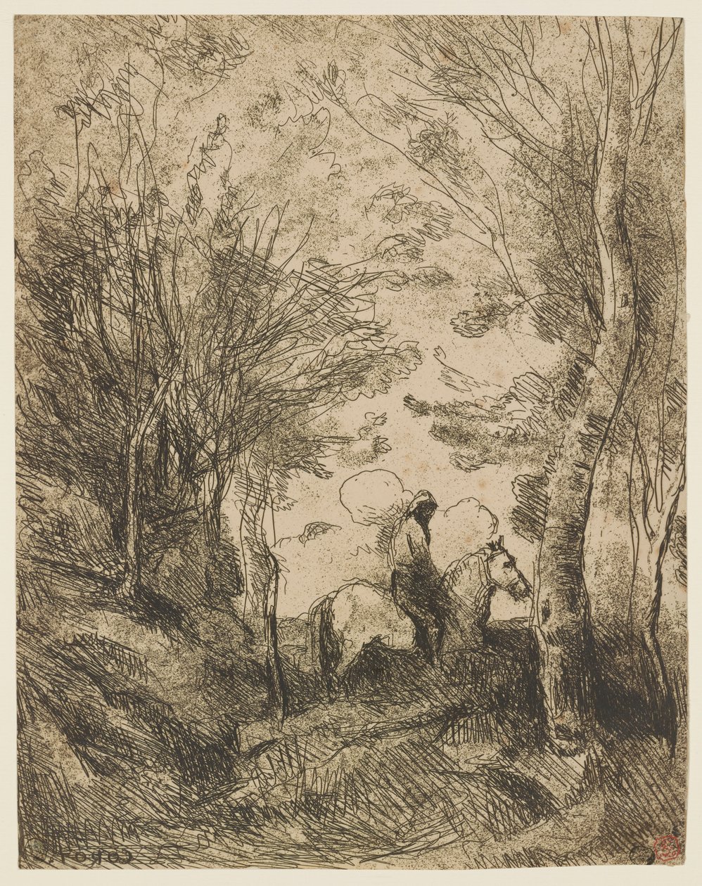 The Large Rider in the Woods by Jean Baptiste Camille Corot