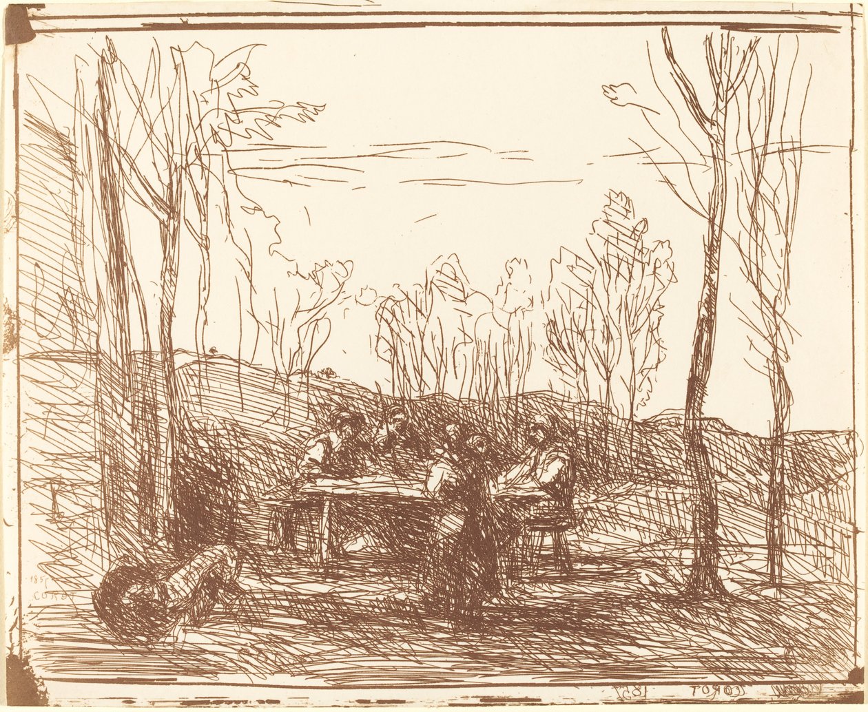 Luncheon in a Clearing by Jean Baptiste Camille Corot
