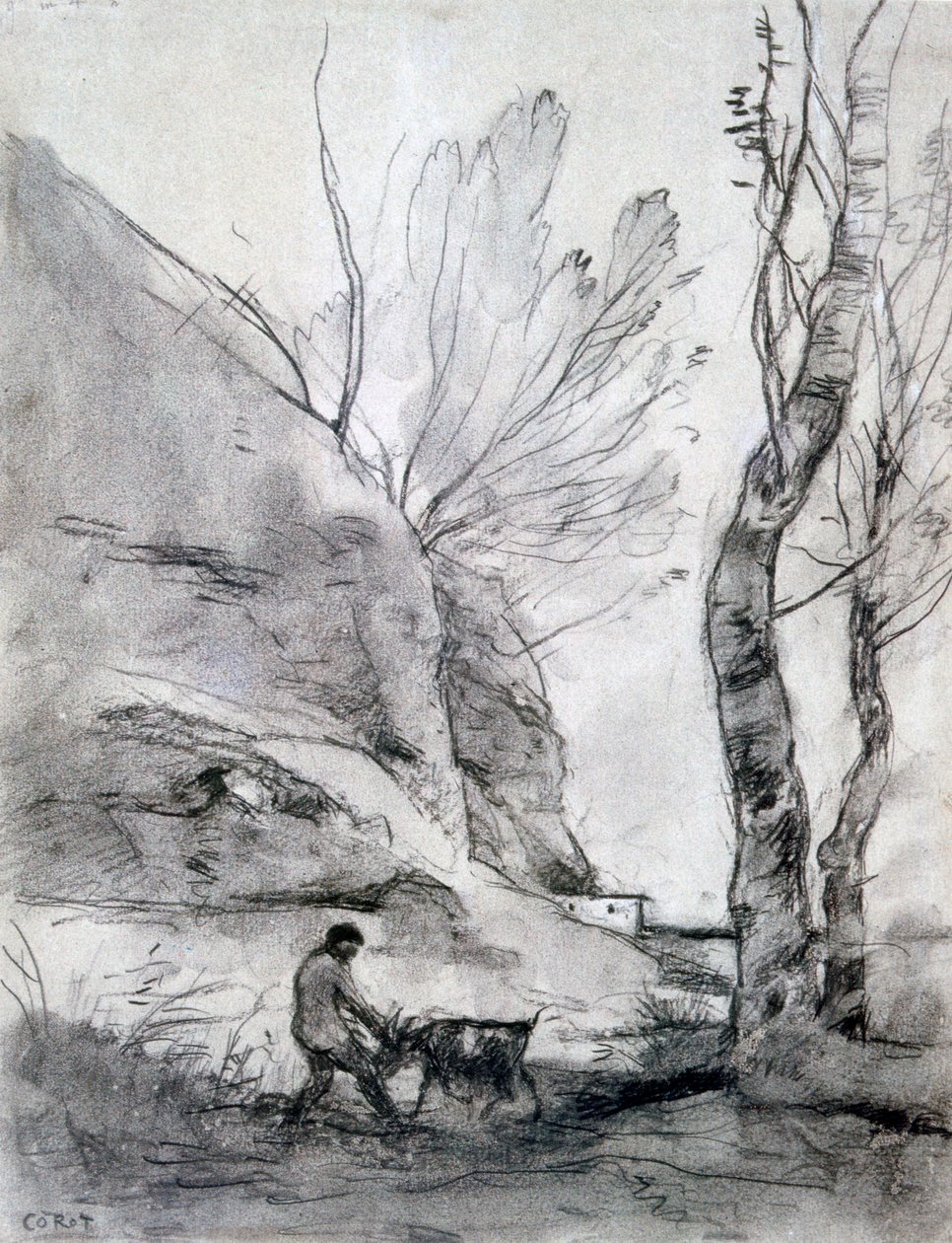 Man Struggling with a Goat by Jean Baptiste Camille Corot