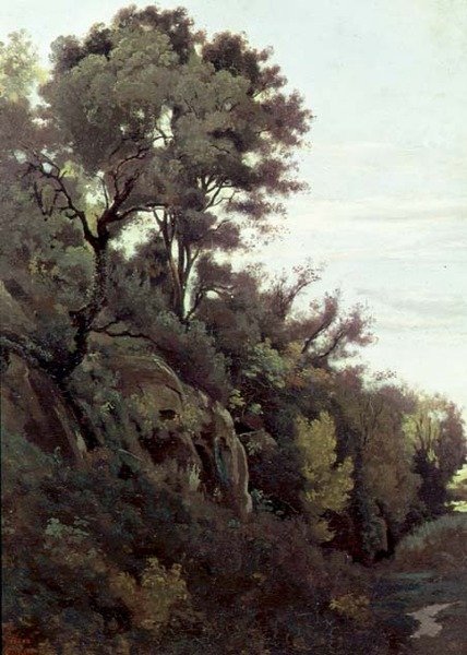 Marino - Trees and Rocks by Jean Baptiste Camille Corot