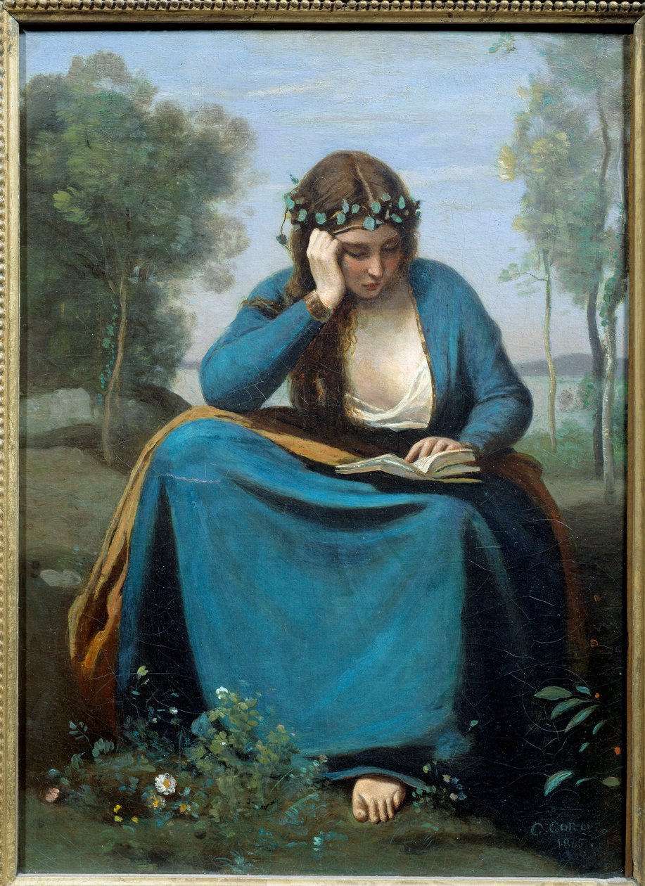 Reader Crowned with Flowers or the Muse by Virgil by Jean Baptiste Camille Corot