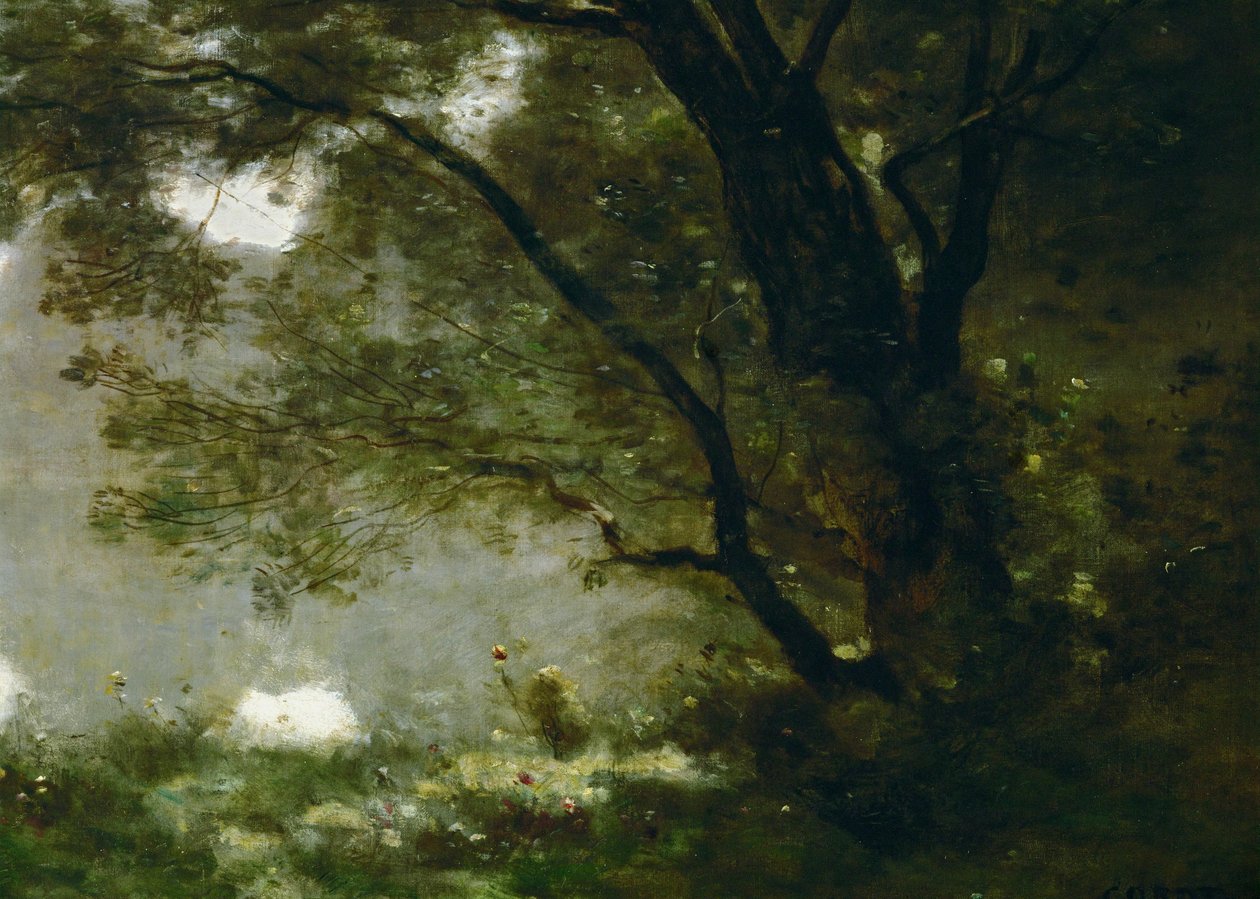 Shepherd, Souvenir of Mortefontaine, France by Jean Baptiste Camille Corot