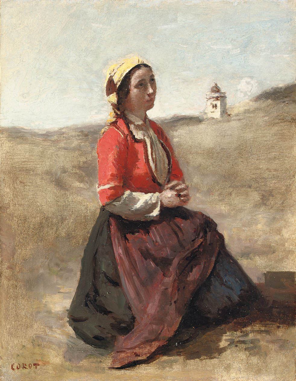 The Breton in Prayer by Jean Baptiste Camille Corot