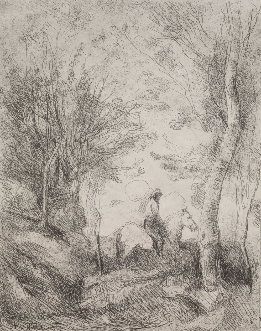 The Great Cavalier in the Wood by Jean Baptiste Camille Corot