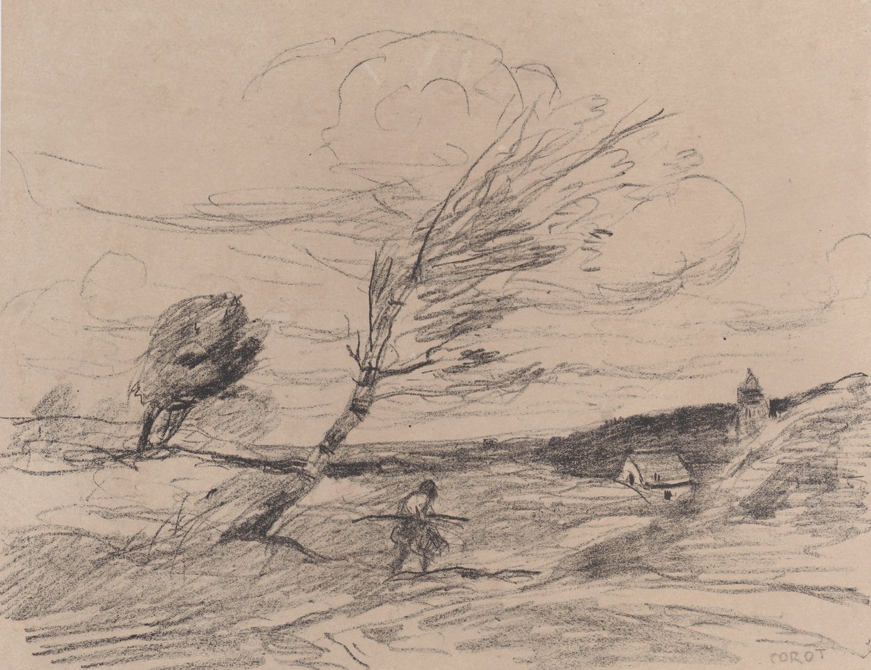 The Gust of Wind by Jean Baptiste Camille Corot