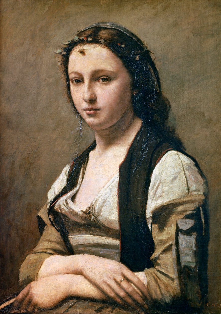The Woman with the Pearl by Jean Baptiste Camille Corot