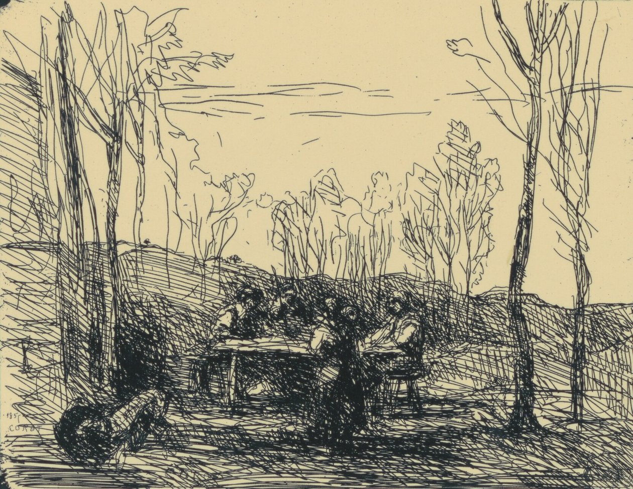 A Lunch in the Clearing by Jean Baptiste Camille Corot
