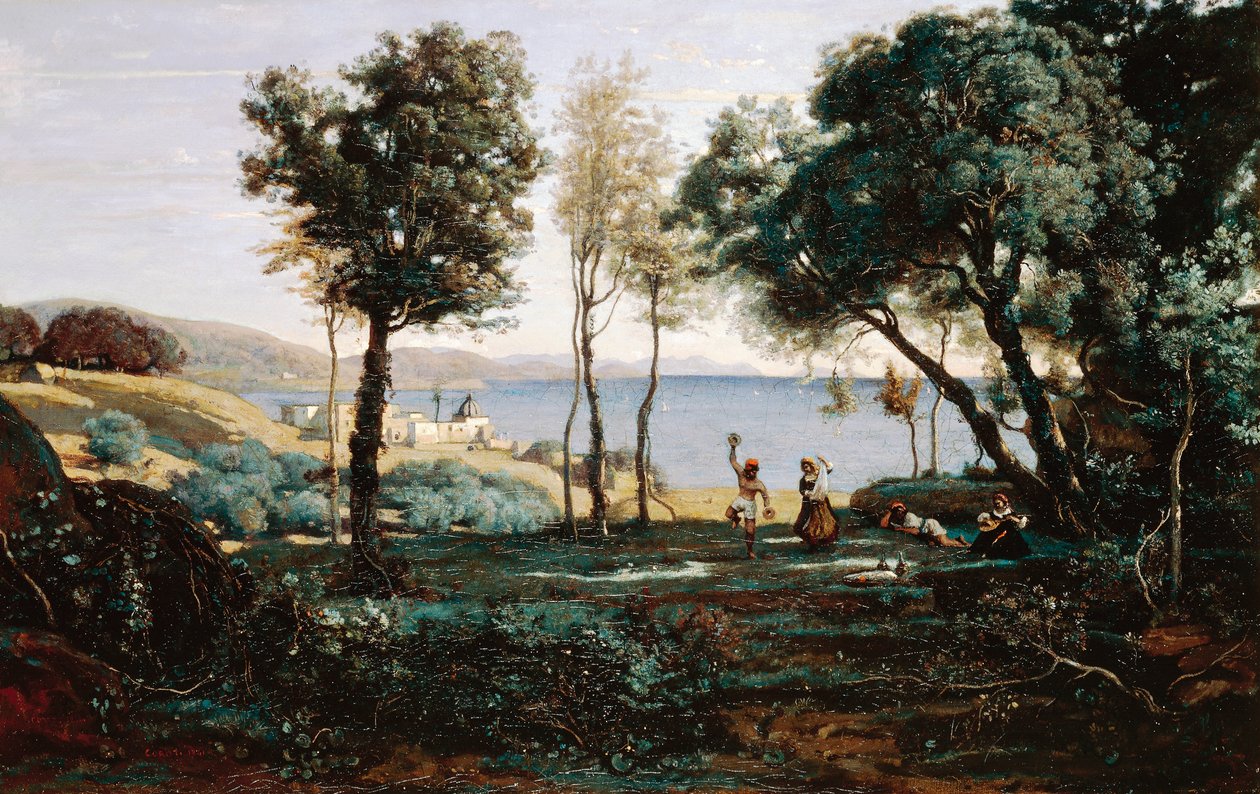 View near Naples by Jean Baptiste Camille Corot