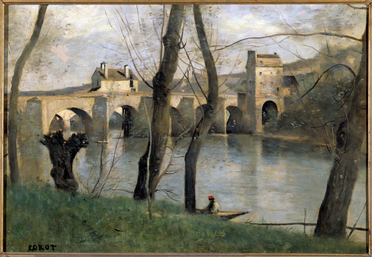 View of the Bridge of Mantes by Jean Baptiste Camille Corot