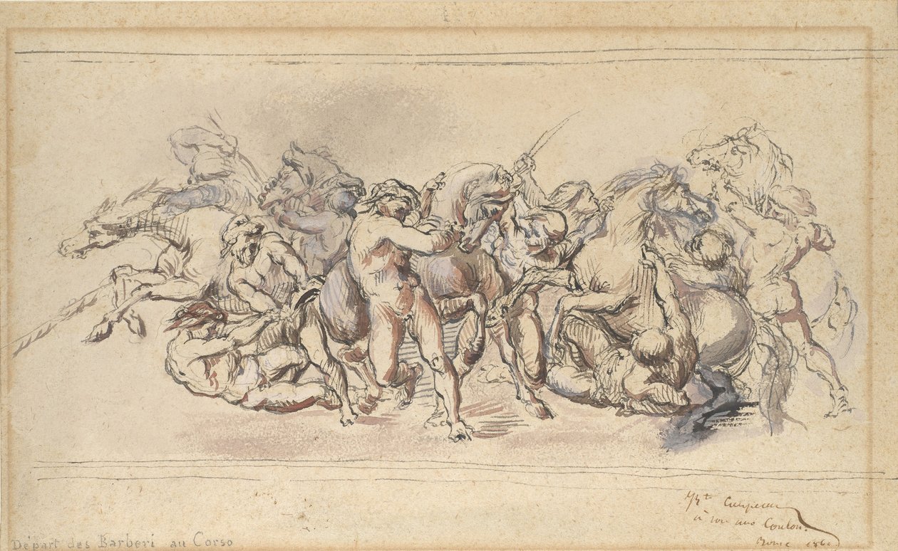 Start of the Race of the Barberi Horses, Rome by Jean Baptiste Carpeaux