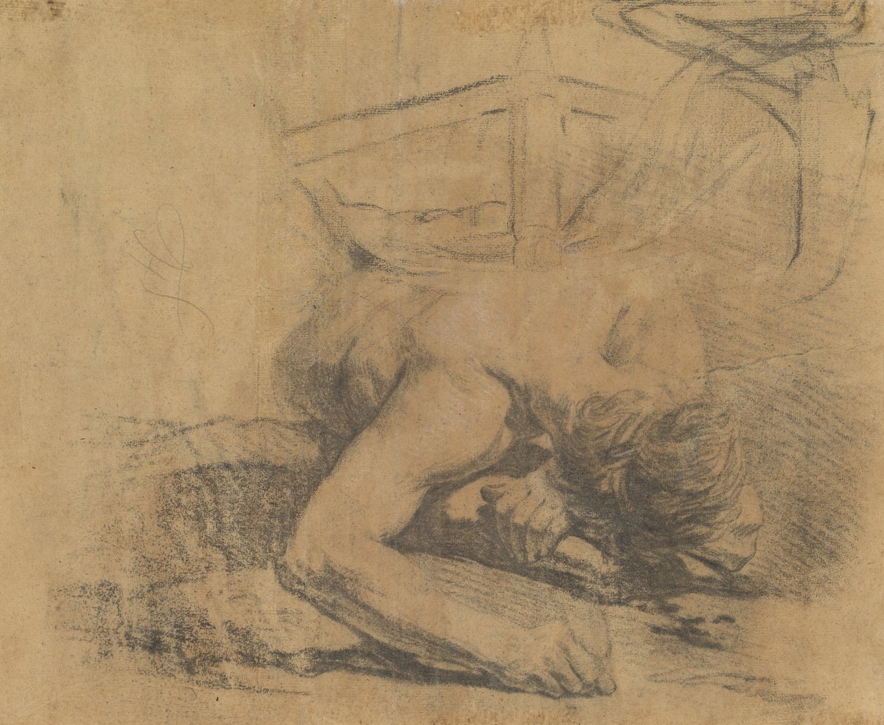 Man Reclining on the Ground and the Corner of a Bed by Jean Baptiste Deshays
