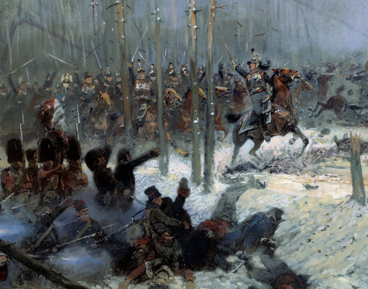 Russian Campaign in 1812: Charge of the 7th Battleship of Colonel Dubois at Berezina (detail) by Jean Baptiste Edouard Detaille