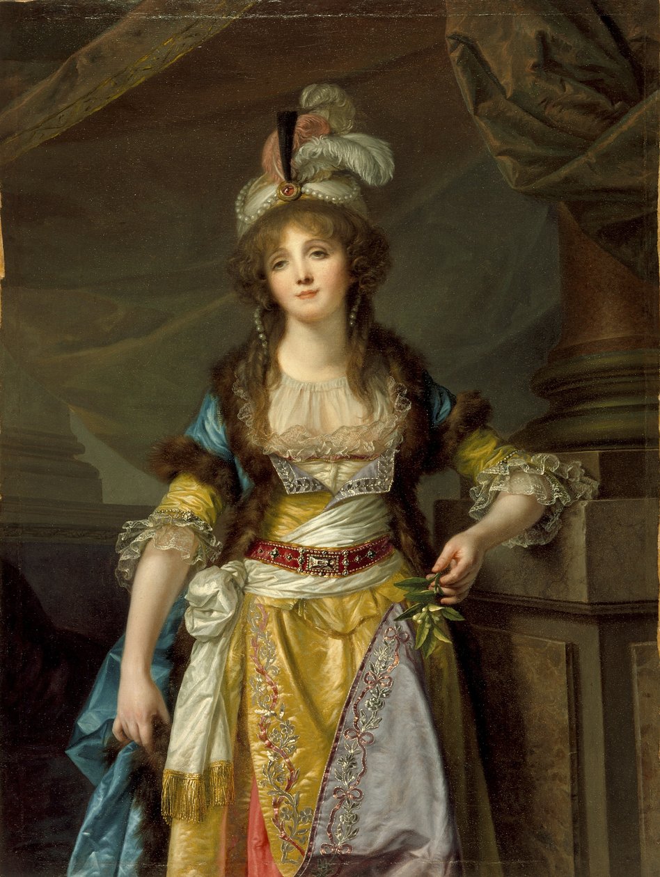 Portrait of a Lady in Turkish Fancy Dress by Jean Baptiste Greuze