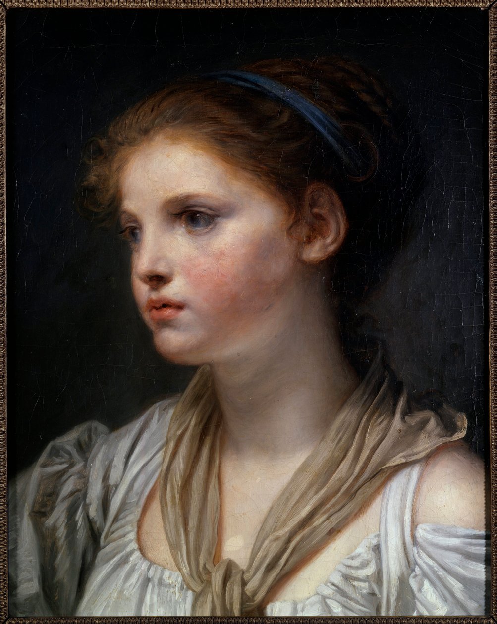 Portrait of a Girl with Blue Ribbon by Jean Baptiste Greuze