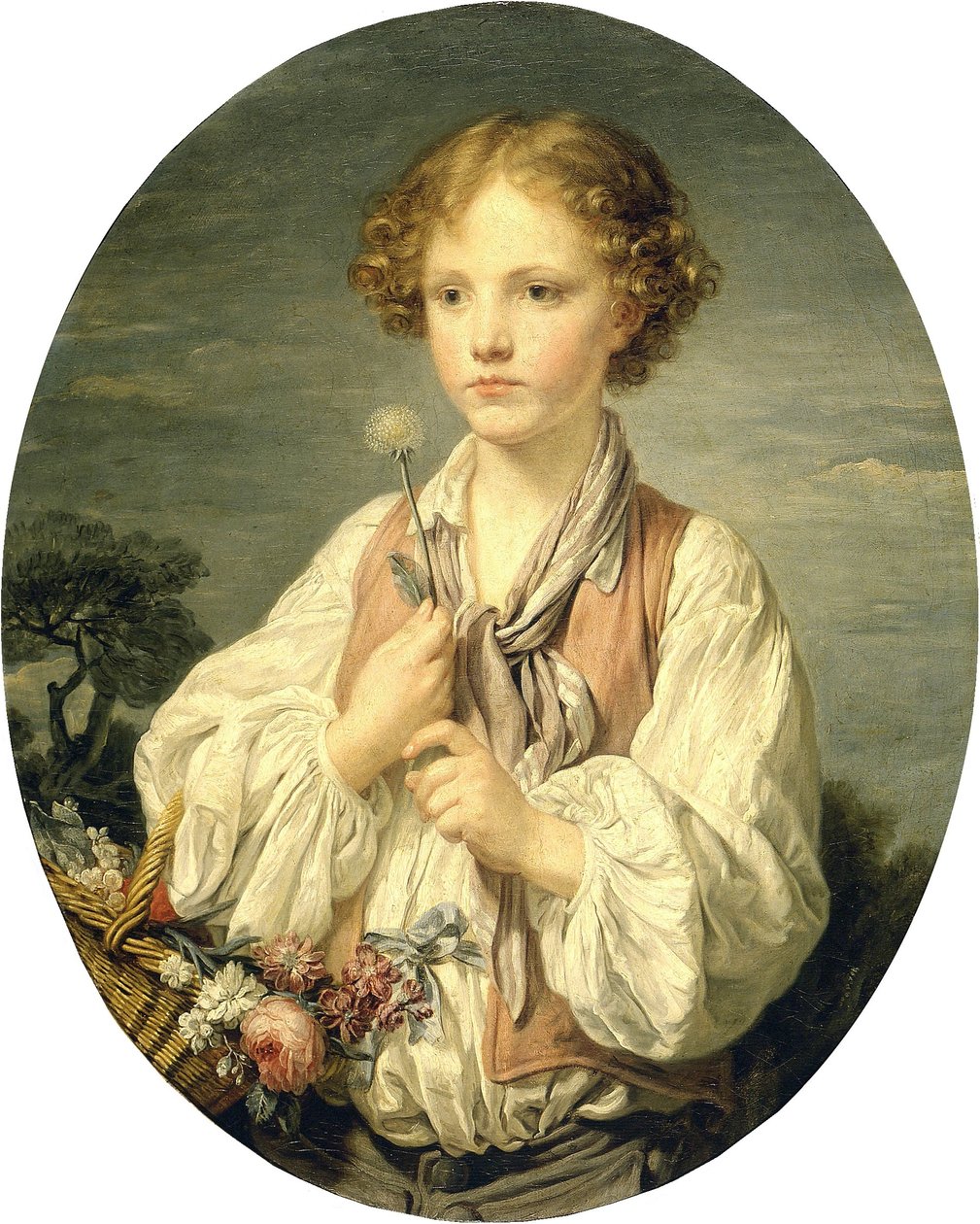 Young Shepherd Holding a Flower by Jean Baptiste Greuze