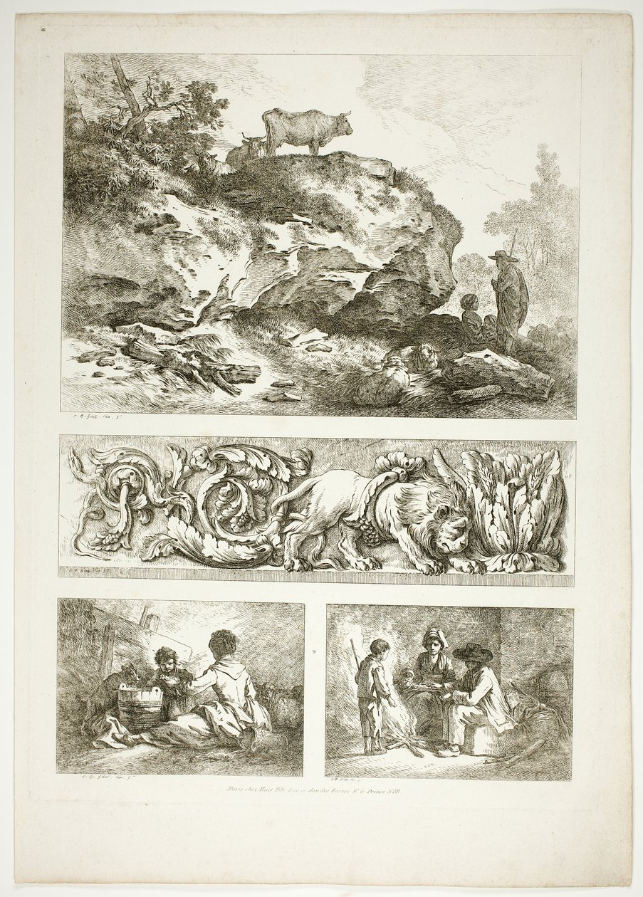 Plate Nine of 38 from Oeuvres de J. B. Huet by Jean Baptiste Huet