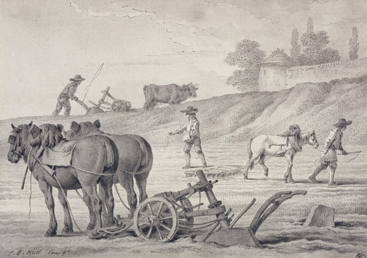 Ploughing the Fields by Jean Baptiste Huet