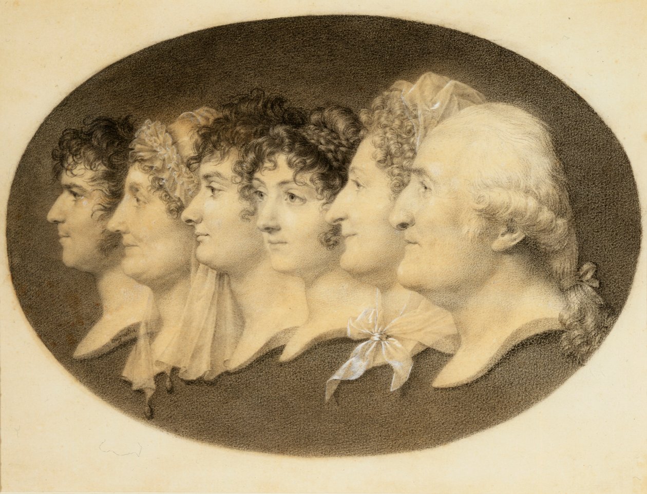 Profile Portrait of Augustin and His Family by Jean Baptiste Jacques Augustin