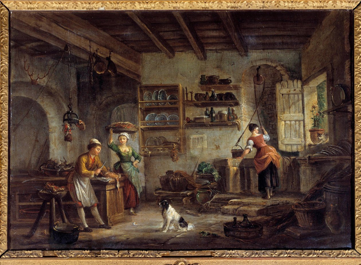 A Kitchen Interior by Jean Baptiste Lallemand
