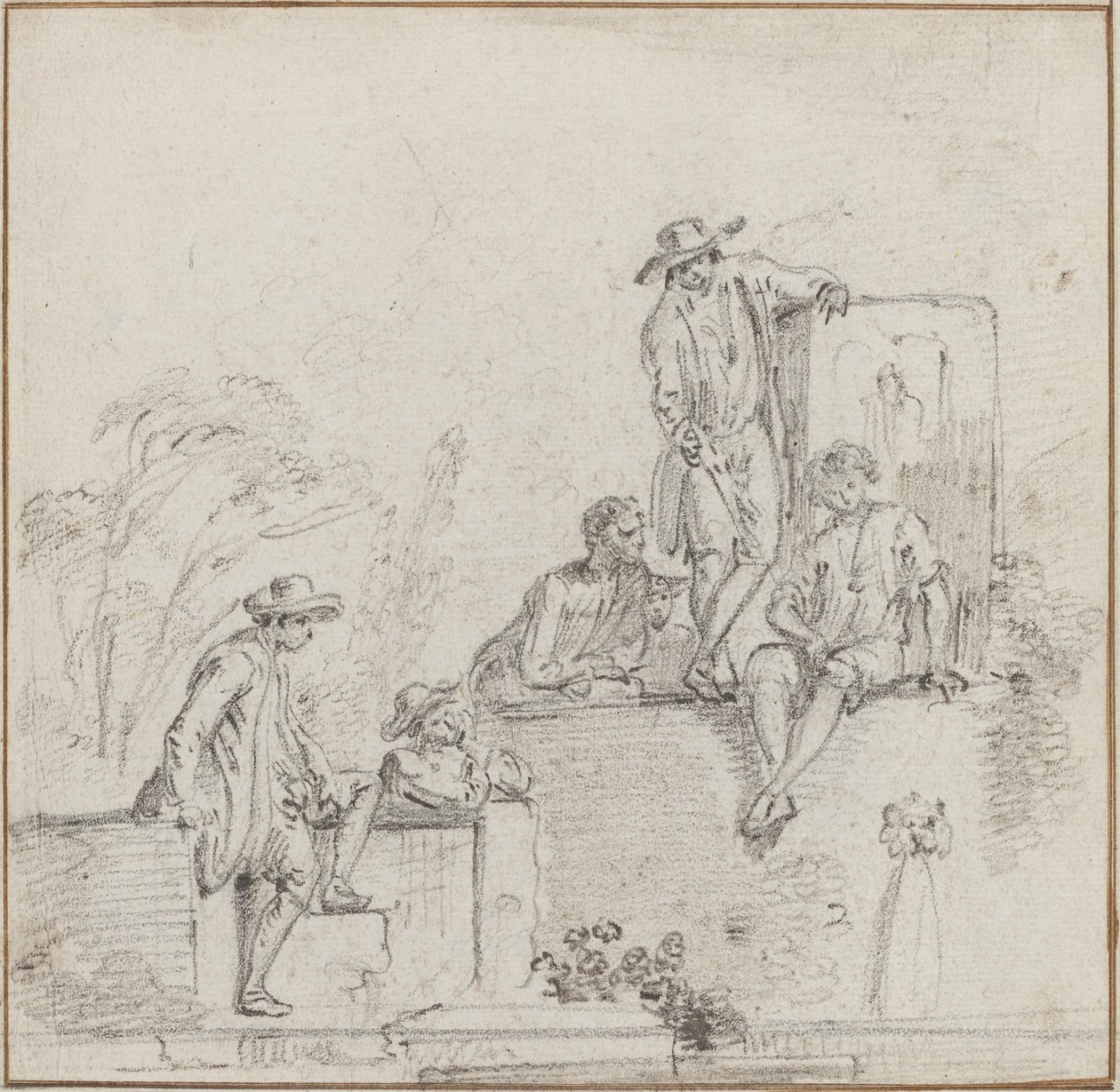 Figures Seated Around a Fountain by Jean-Baptiste Lallemand