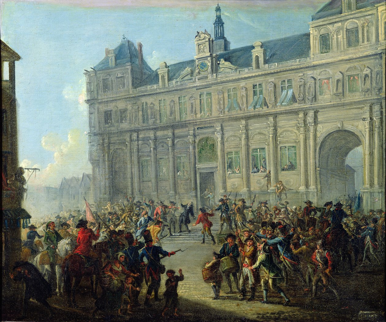 The Assassination of Jacques de Flesselles on the Steps of City Hall July 14, 1789 by Jean Baptiste Lallemand
