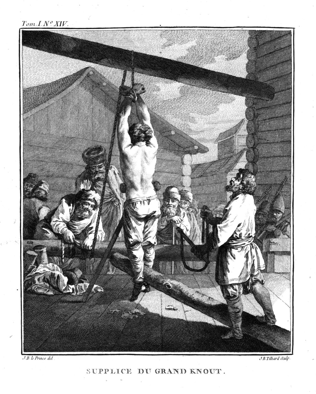 Punishment with a Great Knout. From Voyage en Siberie by Jean Baptiste Le Prince