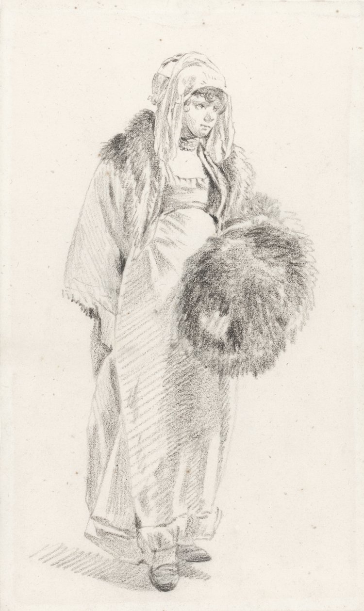 Russian woman with a fur muff by Jean Baptiste Le Prince