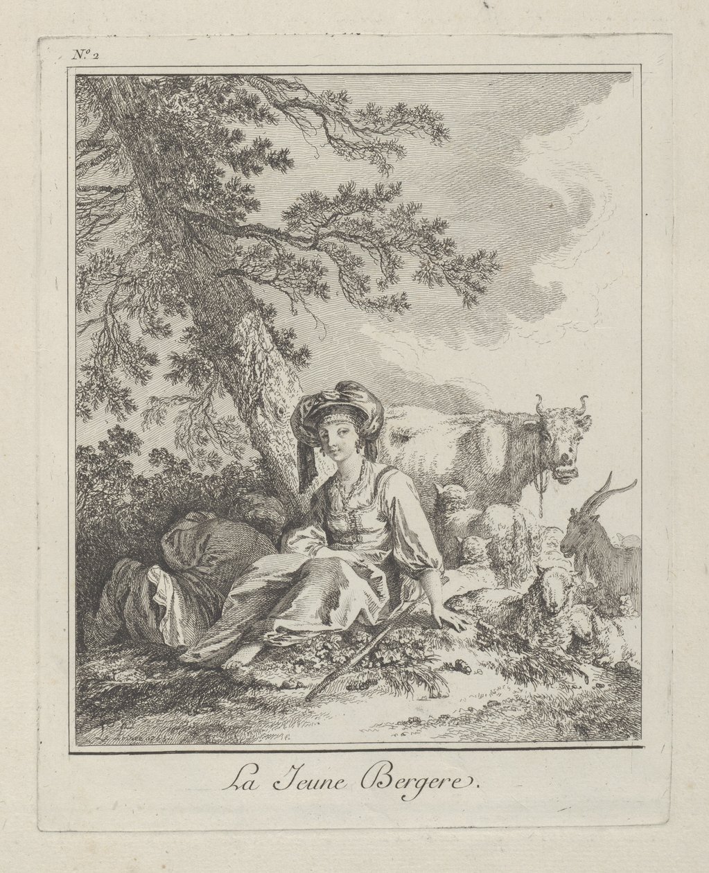The Young Shepherdess (plate two from Divers Habillements des Peuples du Nord) by Jean Baptiste Le Prince
