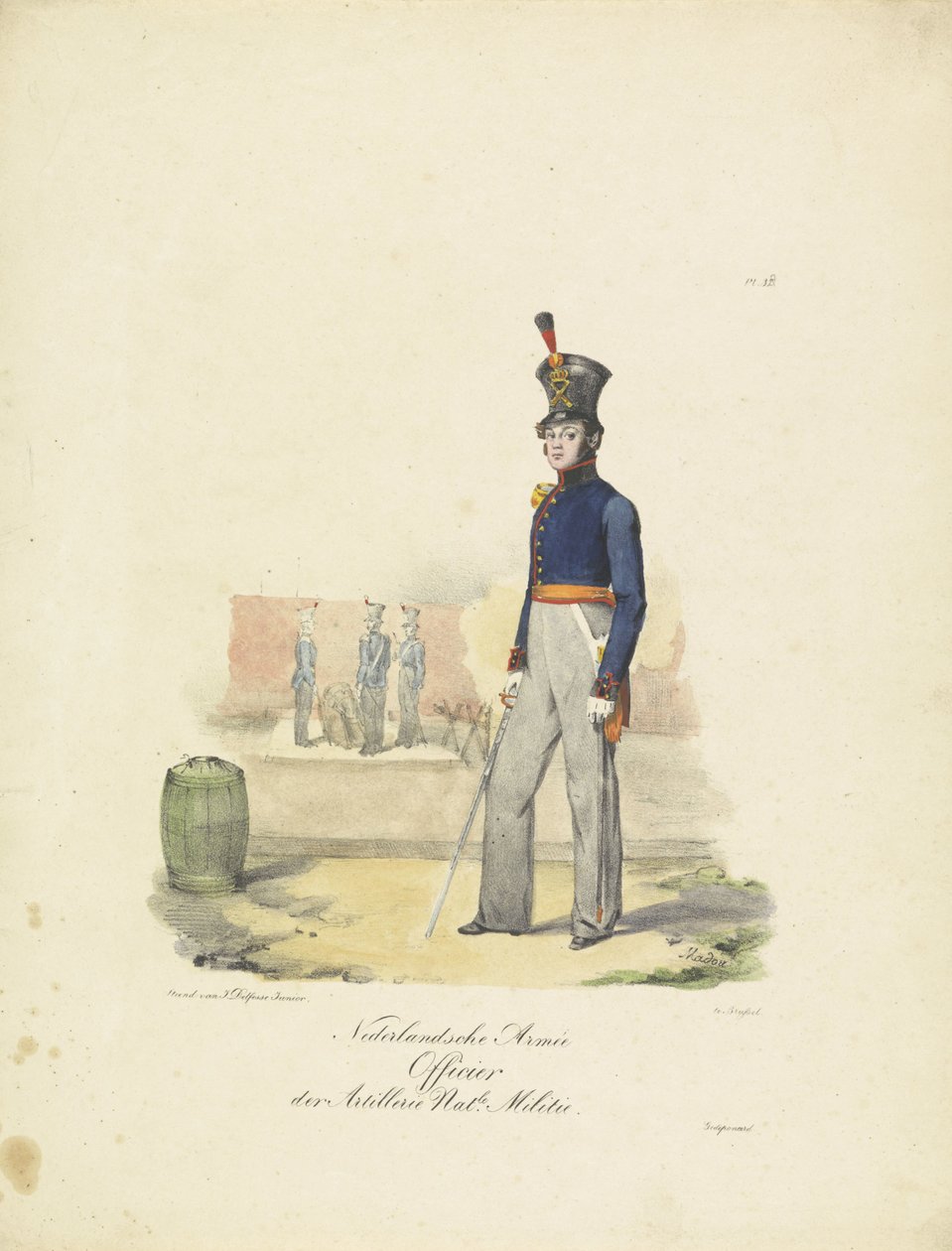 Artillery Officer, 1820-1825 (series title: Military Costumes of the Kingdom of the Netherlands) by Jean Baptiste Madou