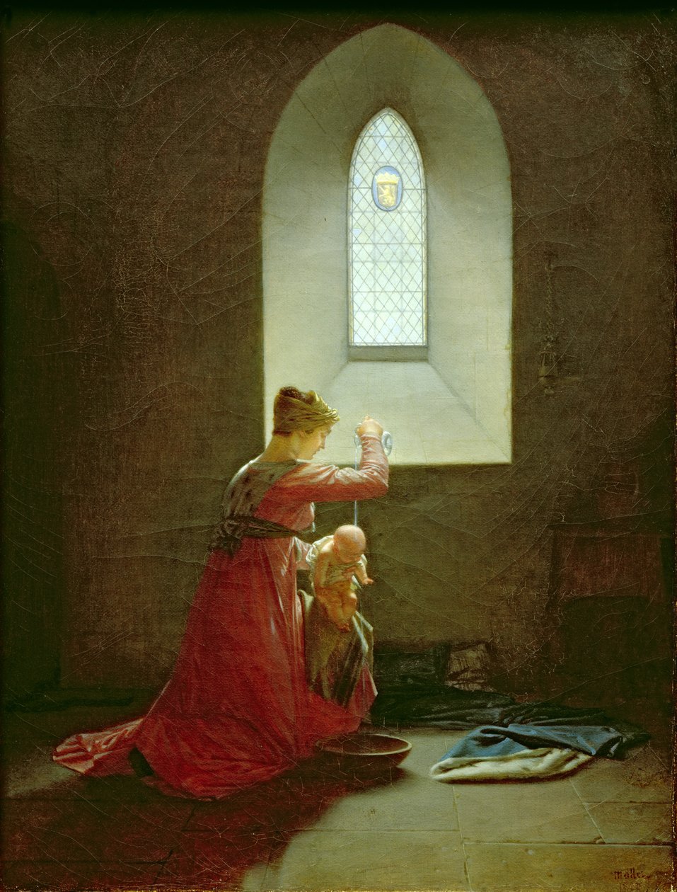 Genevieve of Brabant Baptising her Son in Prison by Jean Baptiste Mallet