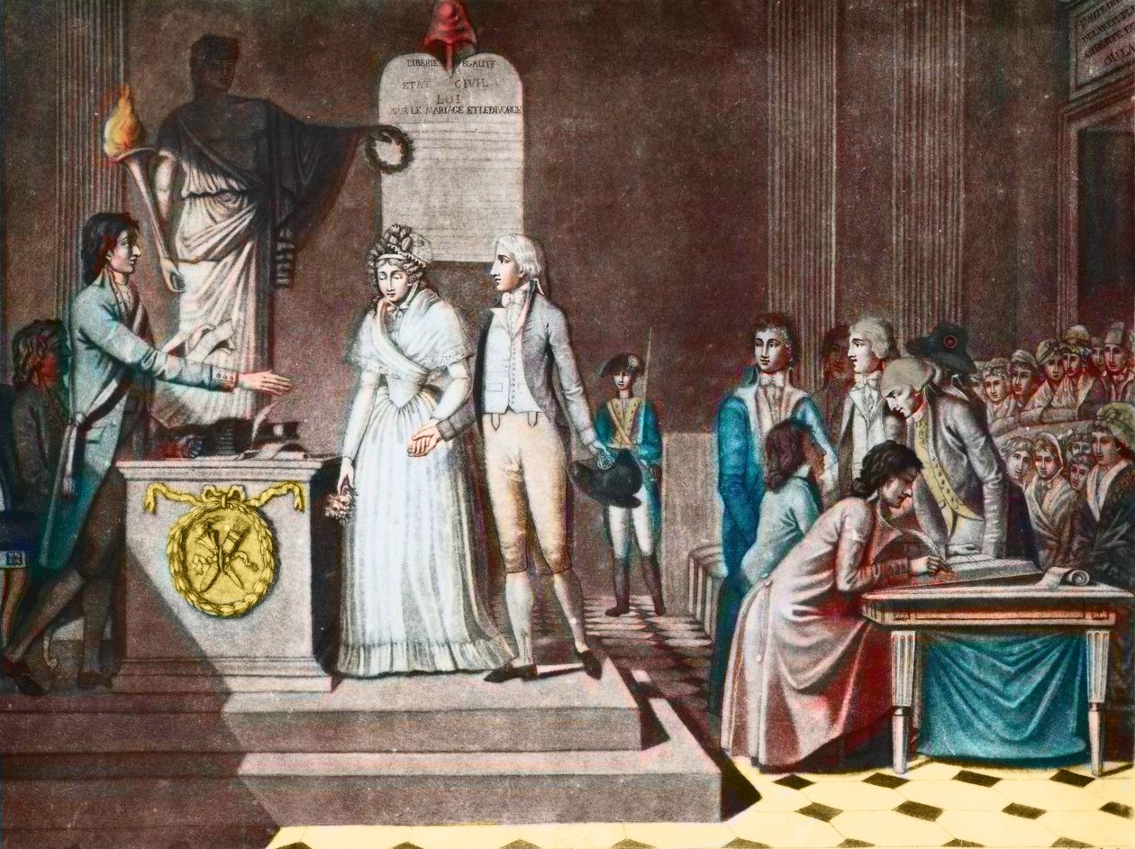 The Republican Marriage - after the Aquatint by Jean-Baptiste Mallet - 18th Century by Jean Baptiste Mallet