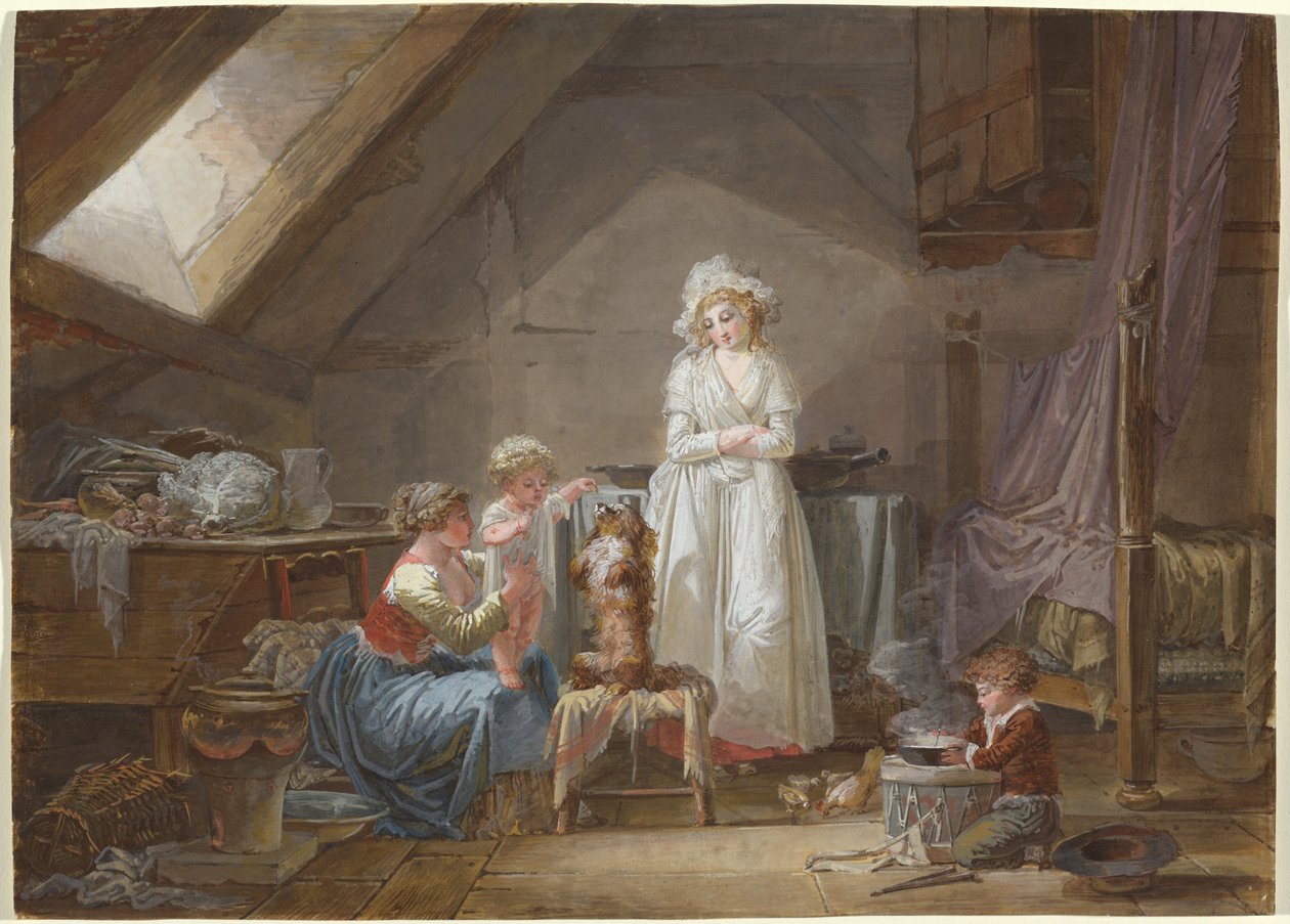Young French Marquise in Exile in Lausanne by Jean Baptiste Mallet