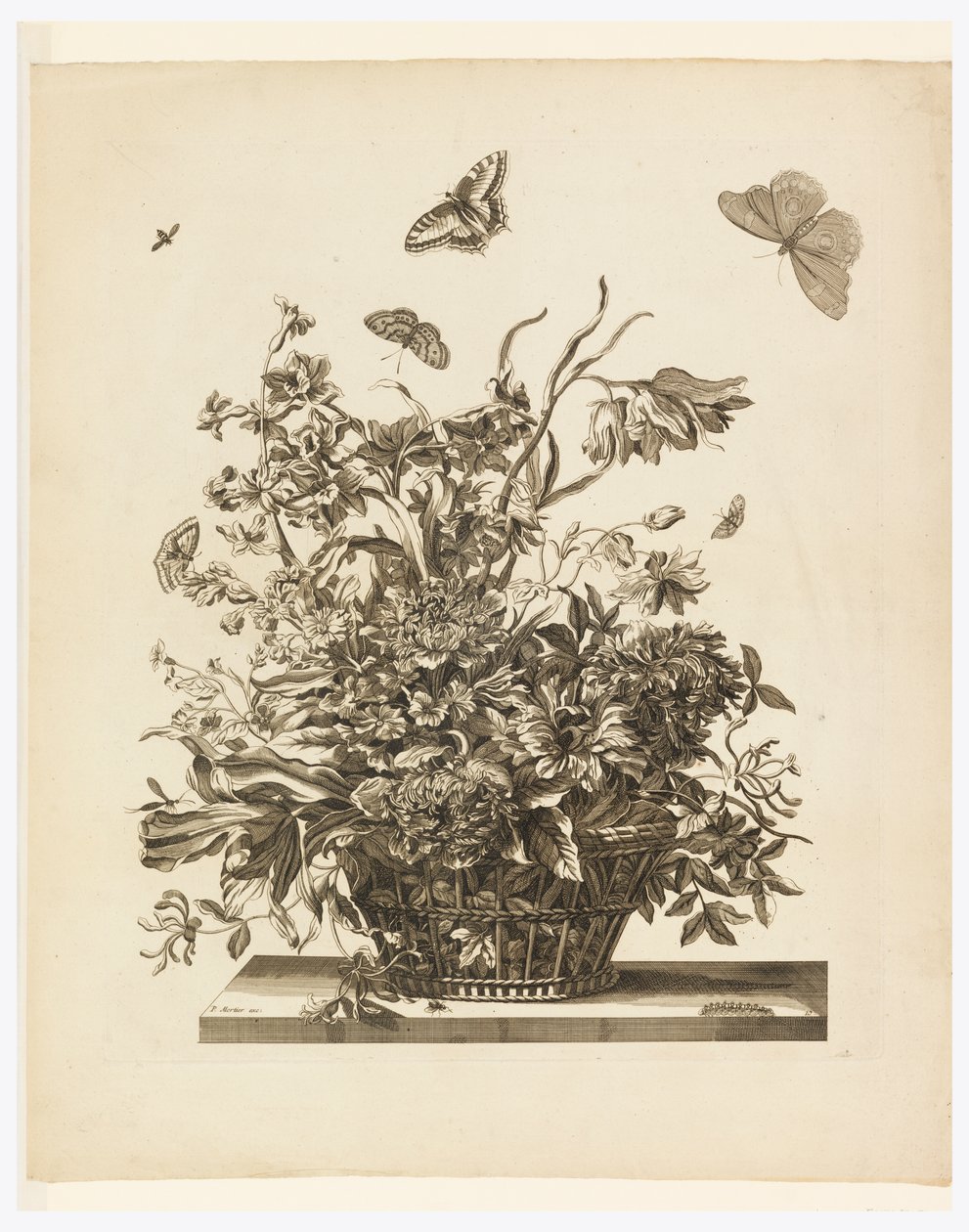 Plate 10, from set of Flowers in a Basket by Jean Baptiste Monnoyer