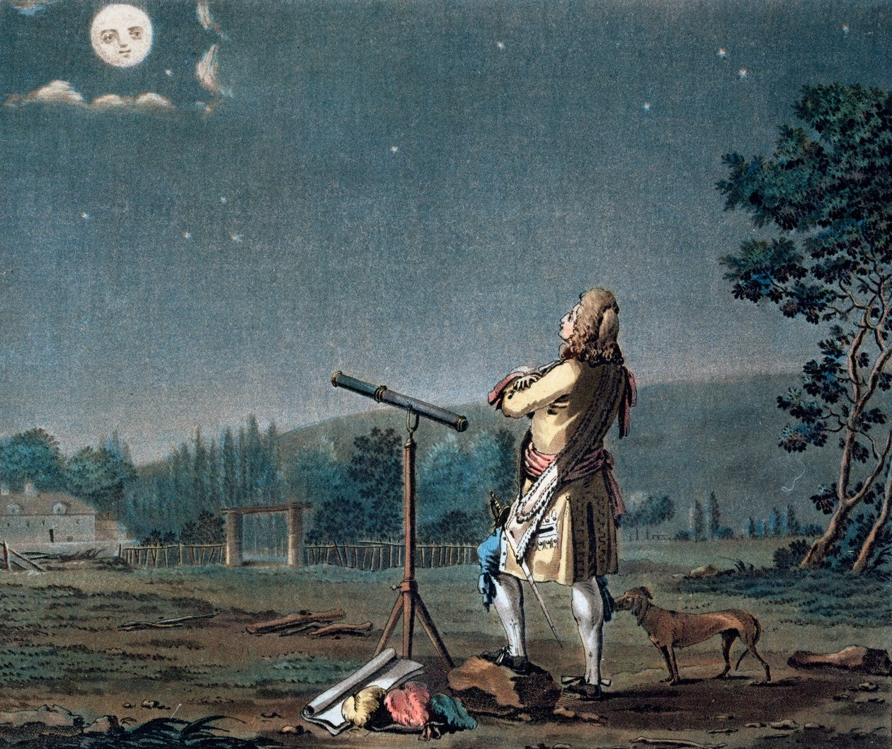 Bernard le Bovier de Fontenelle Contemplating the Plurality of Worlds, 1791 by Jean Baptiste Morret