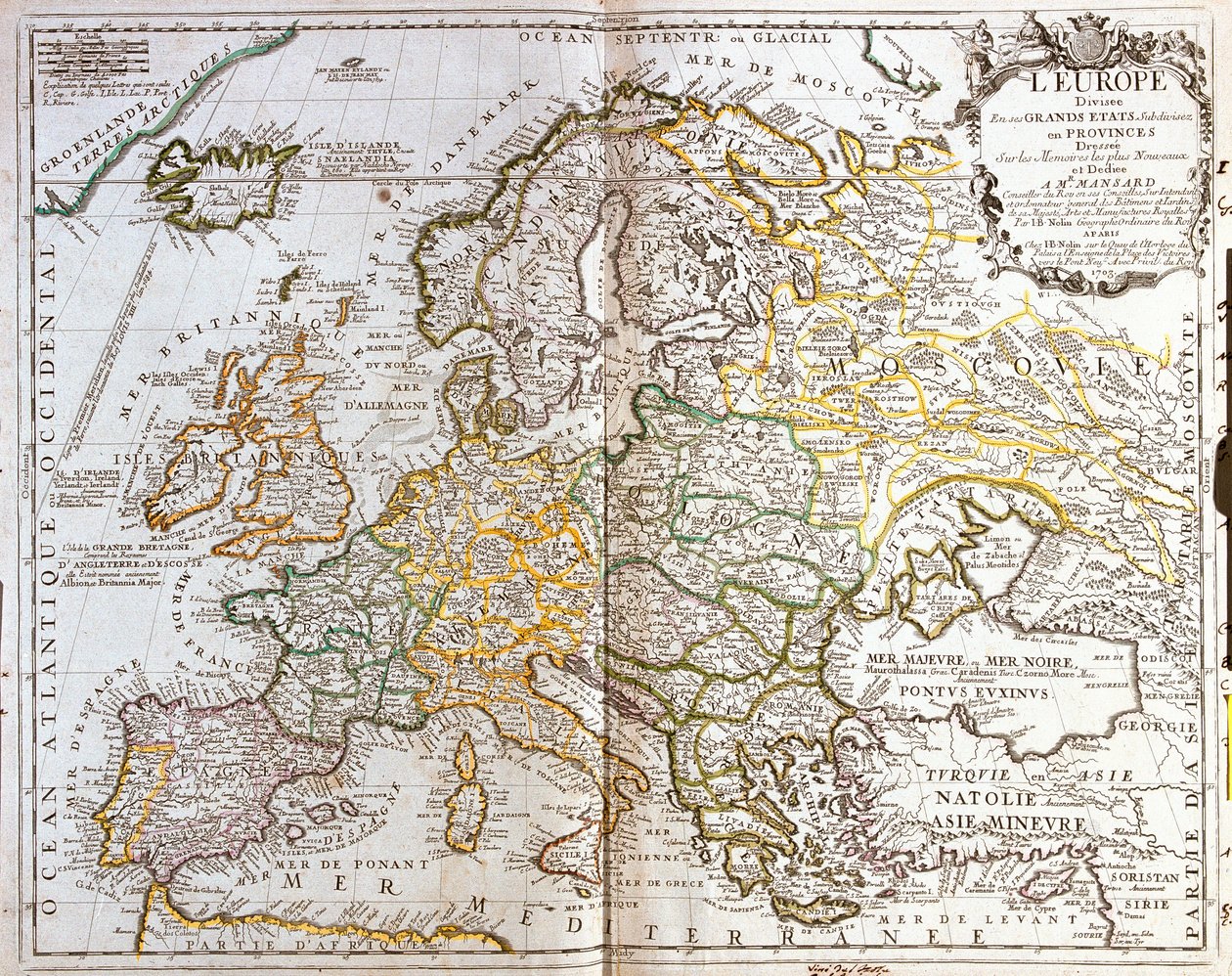 Map of Europe by Jean Baptiste Nolin
