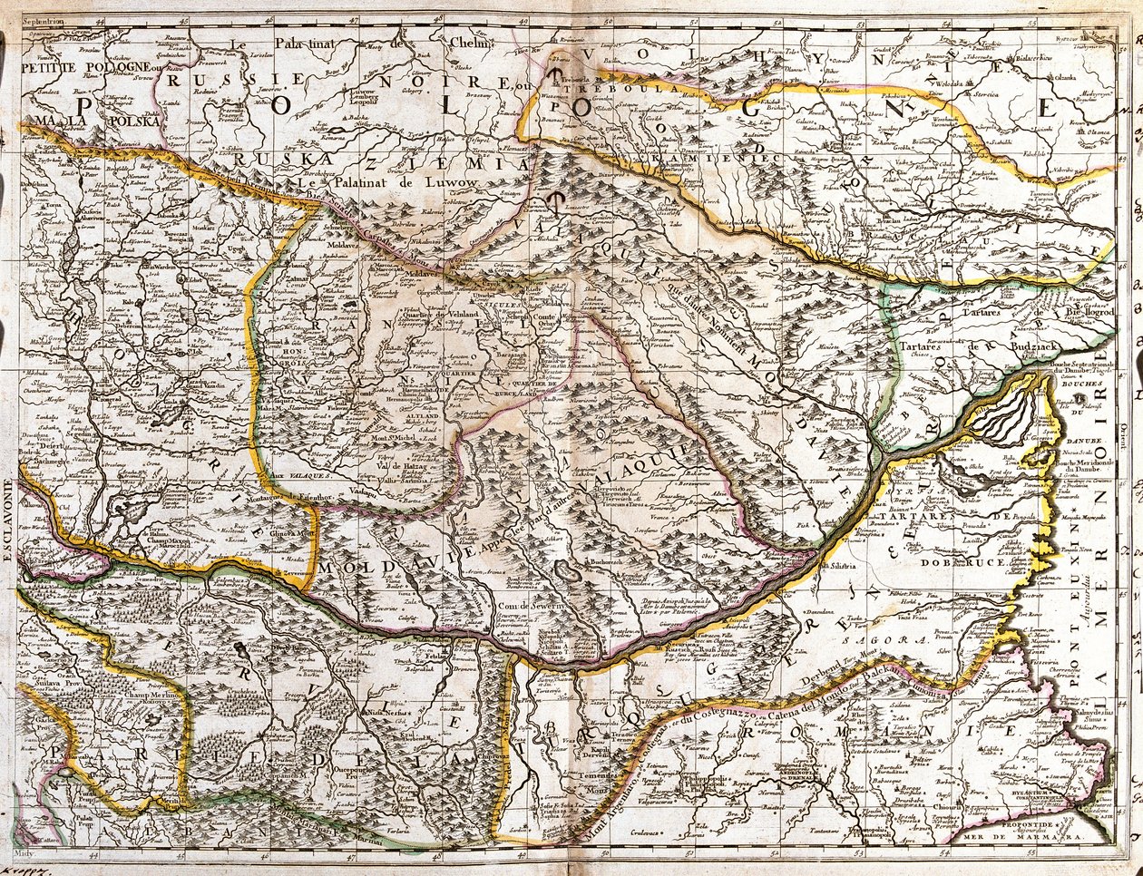Map of Moravian Wallachia (Czech Republic) by Jean Baptiste Nolin