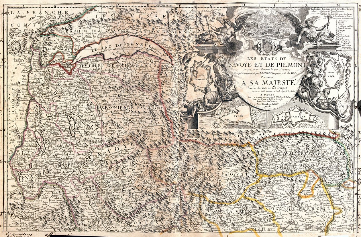 Map of Savoy and Piedmont by Jean Baptiste Nolin