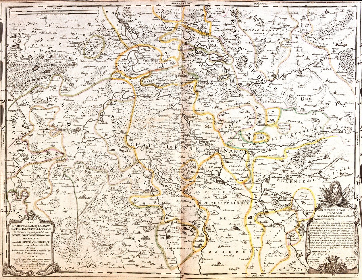 Map of the Area of Nancy (France) by Jean Baptiste Nolin