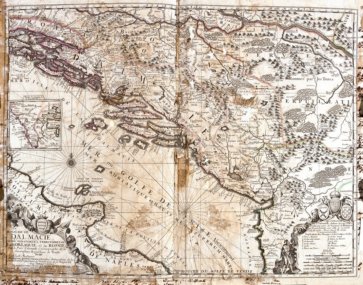 Map of the Kingdom of Dalmatia, on the coast of the Gulf of Venice (Adriatic Sea) by Jean Baptiste Nolin