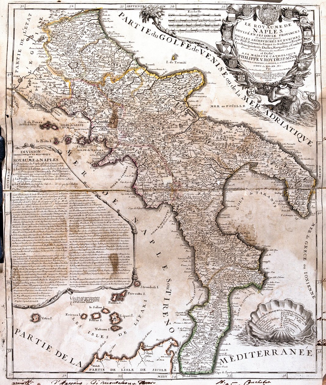 Map of the Kingdom of Naples by Jean Baptiste Nolin