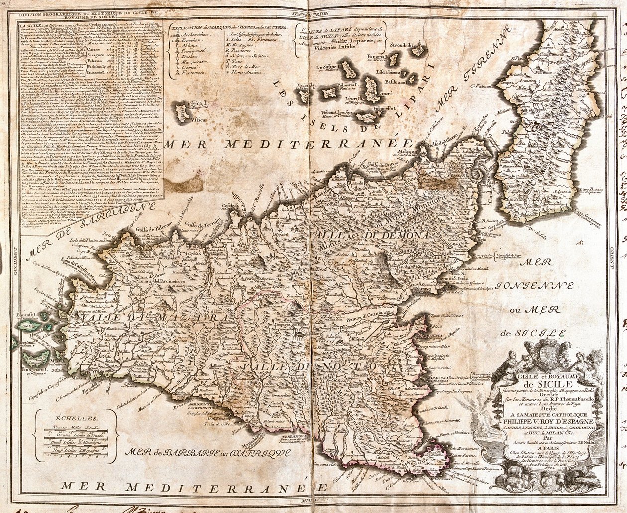 Map of the Kingdom of Sicily by Jean Baptiste Nolin