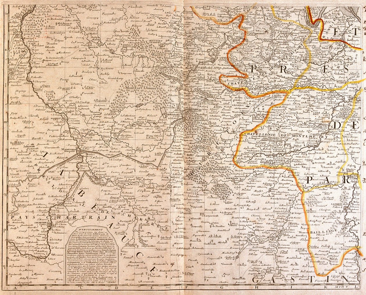 Map of the South West of Île-de-France by Jean Baptiste Nolin