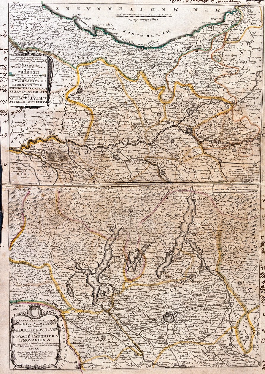 Map of the area of Milano by Jean Baptiste Nolin