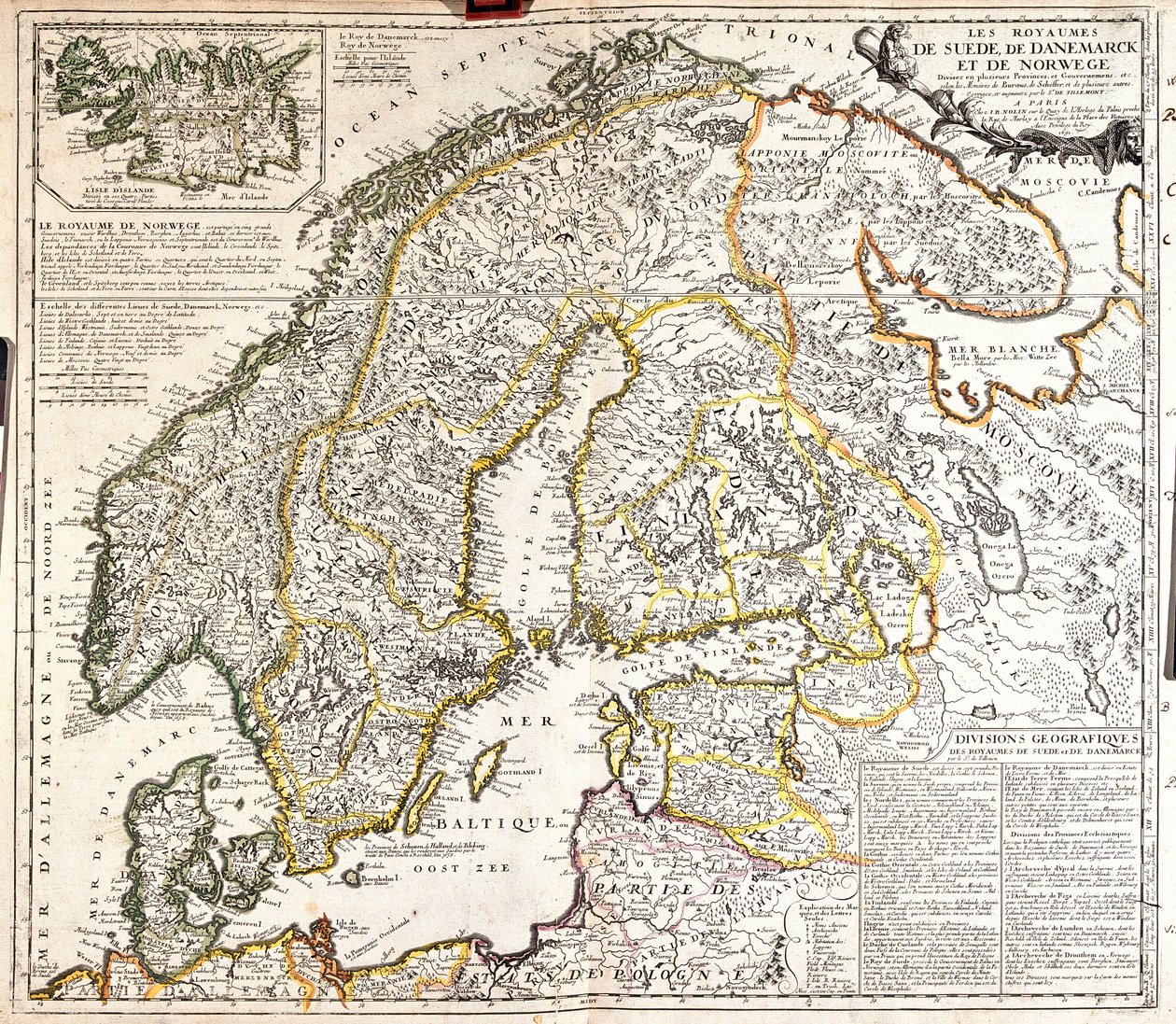 Map of the kingdoms of Norway, Sweden and Denmark by Jean Baptiste Nolin