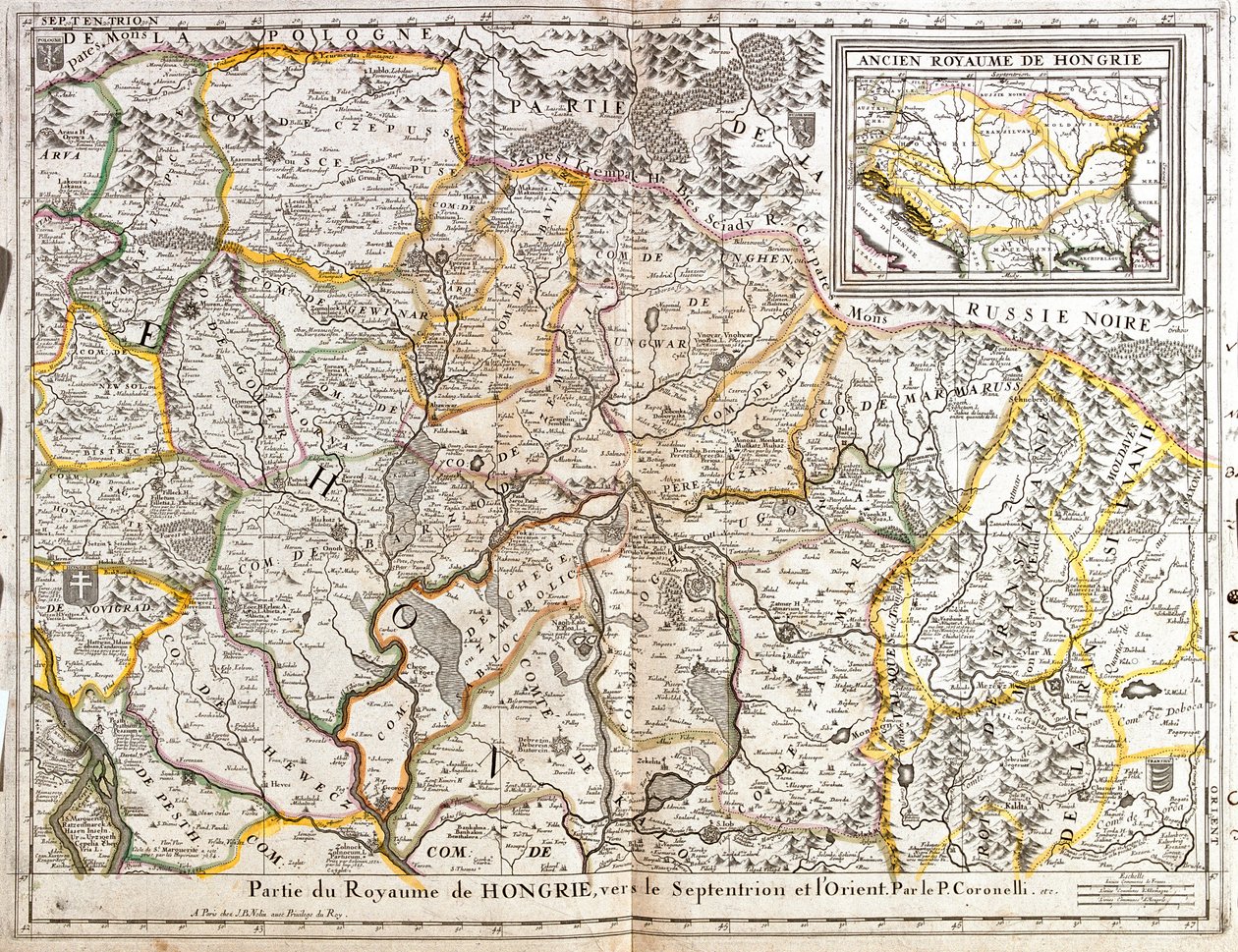 Map of the north oriental part of the Kingdom of Hungary by Jean Baptiste Nolin