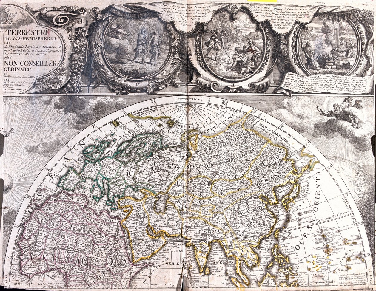 Map of the Northern Hemisphere of the World by Jean Baptiste Nolin