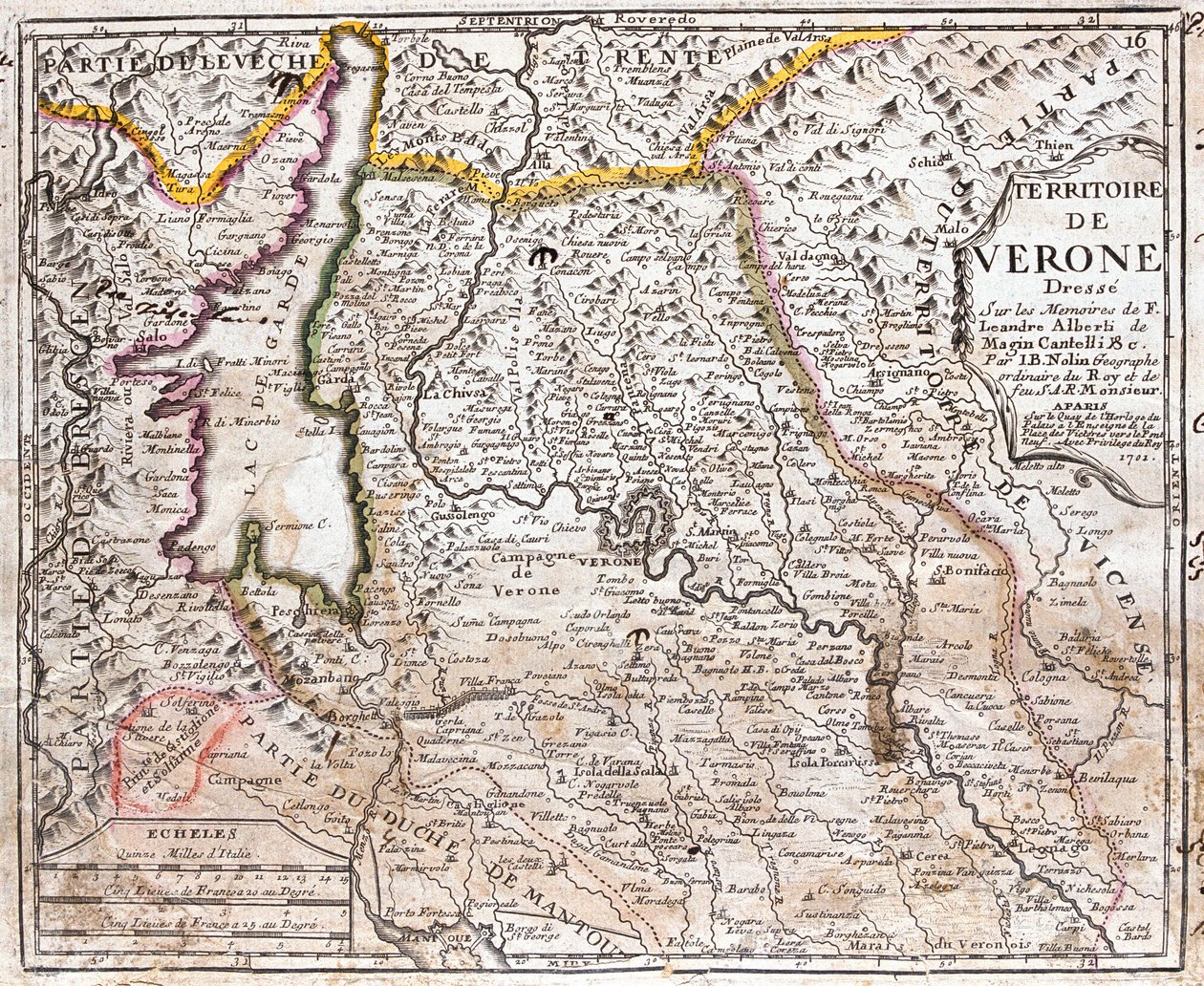 Map of the territory of Verona by Jean Baptiste Nolin